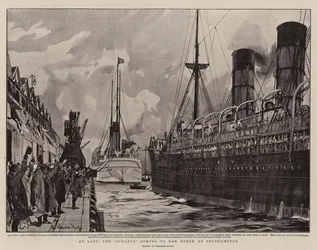 At Last, the Aurania coming to her Berth at Southampton